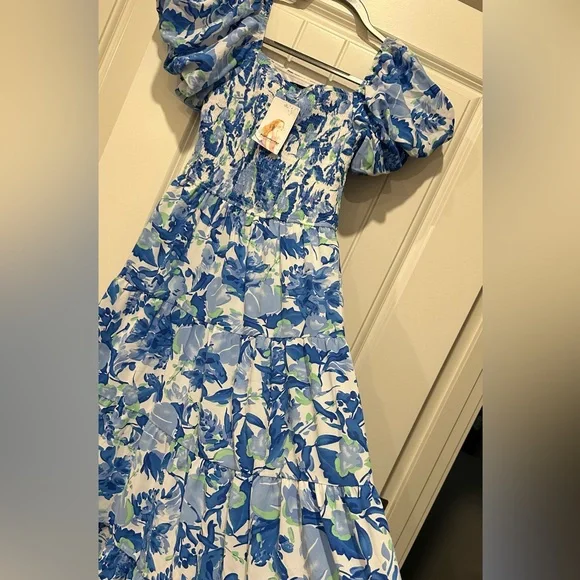 PRETTYGARDEN Womens Summer Puffy Short Sleeve Square Neck Smocked Tiered Ruffle - Picture 8 of 15